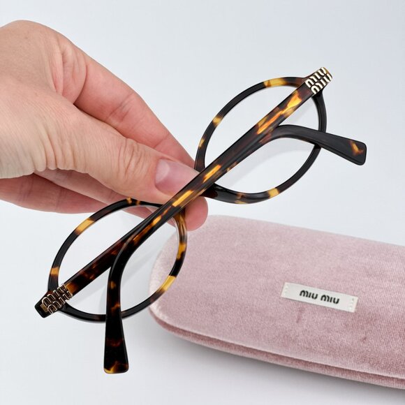 Miu Miu MU04ZS VAU08N BRAND NEW Sunglasses Honey Havana Clear Blue Light Unisex main image 5